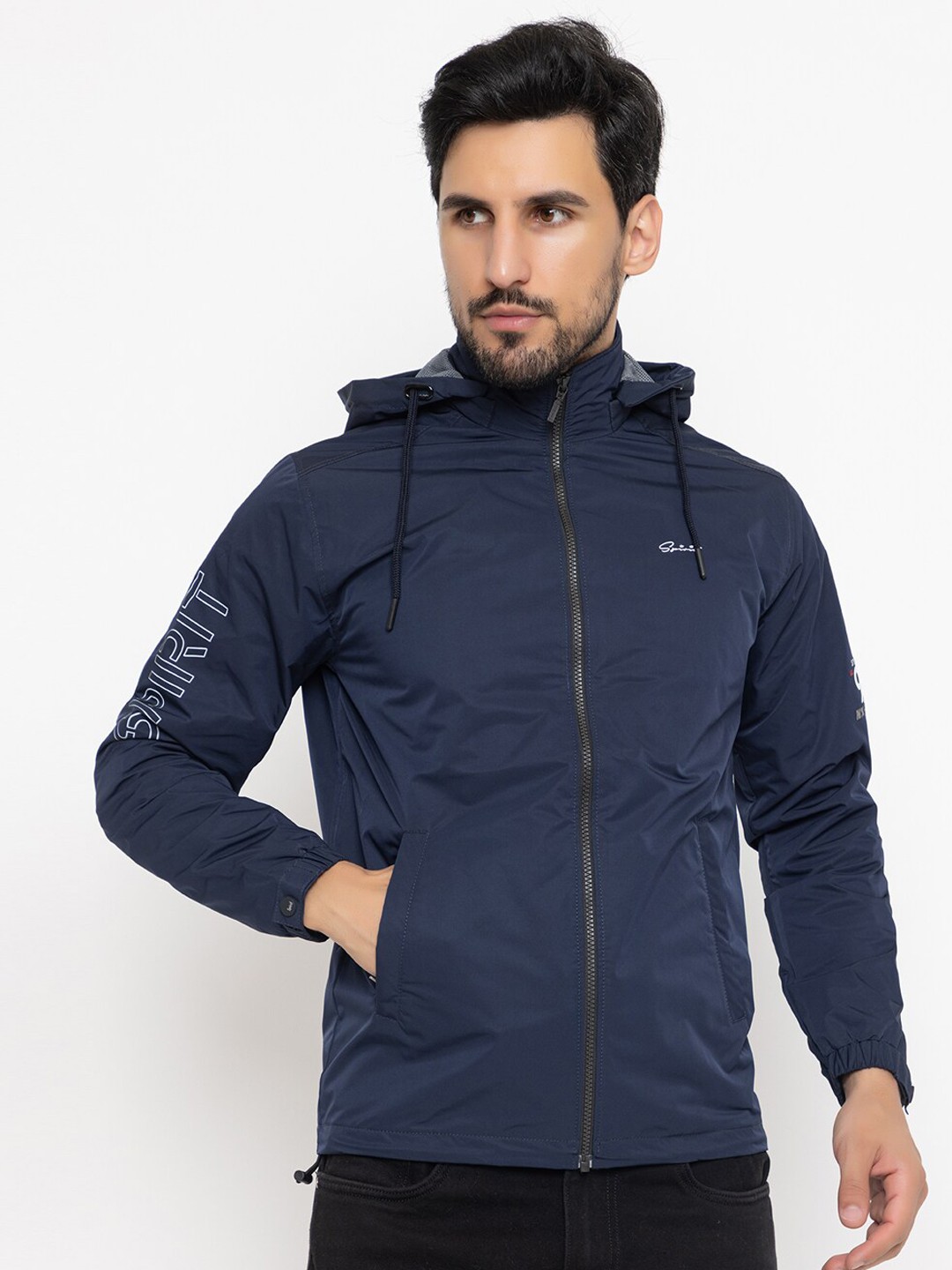 

Spirit Hooded Lightweight Anti Odour Bomber Jacket, Navy blue