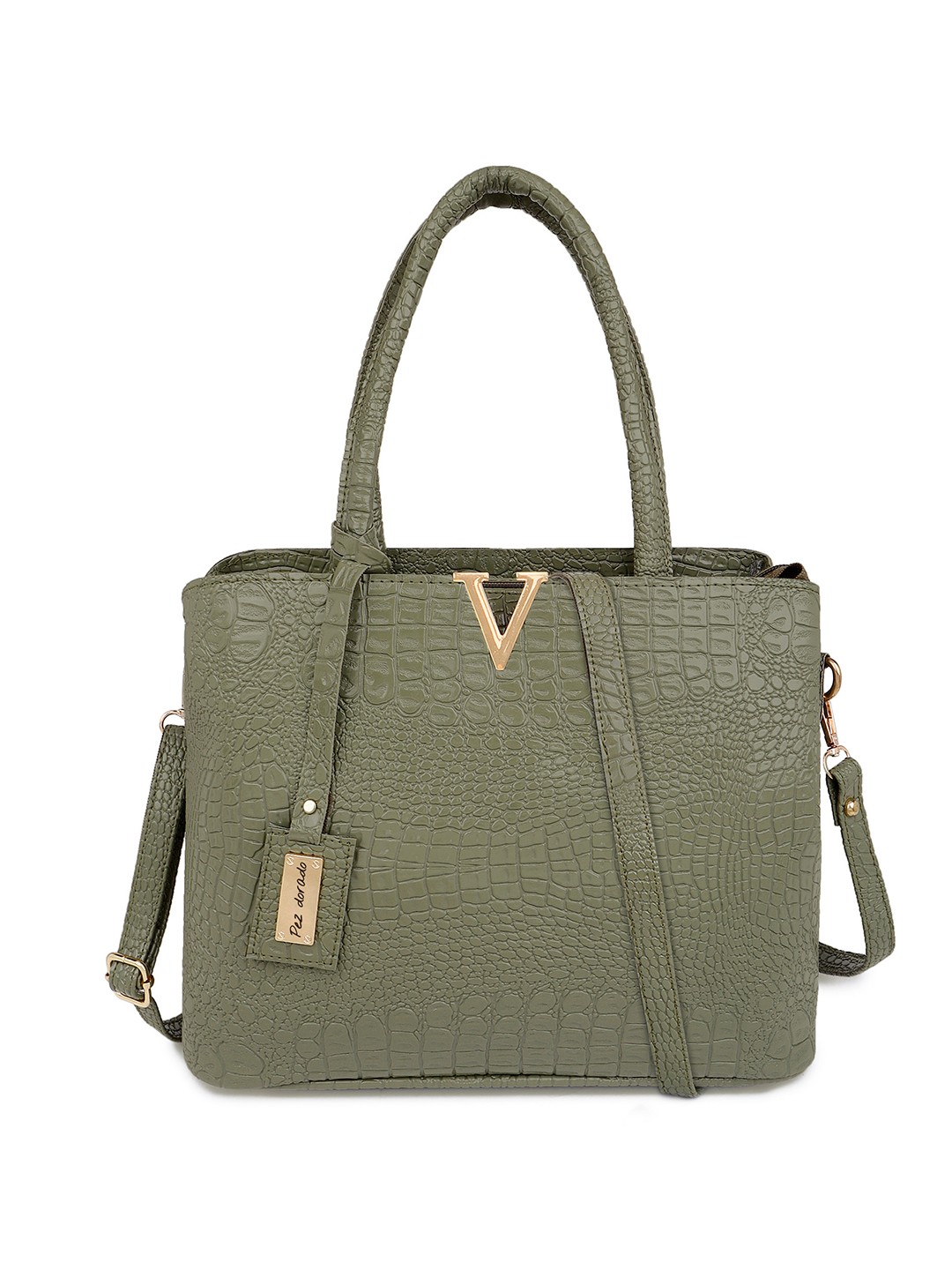 

Pez dorado Textured Oversized Structured Handheld Bag, Olive