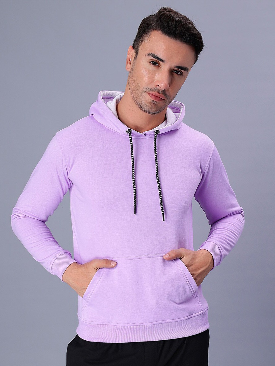 

Mad Over Print Hooded Long Sleeves Fleece Sweatshirt, Lavender