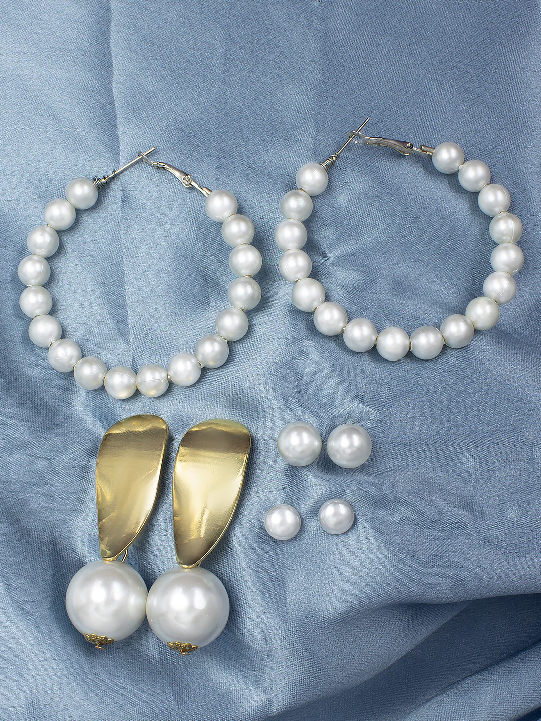 

PRIVIU Set Of 4 Beaded Earrings, White
