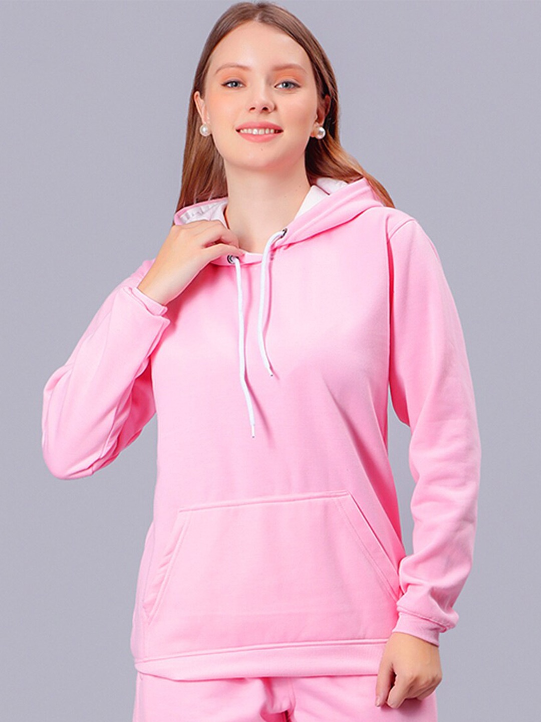 

Mad Over Print Hooded Long Sleeves Fleece Sweatshirt, Pink