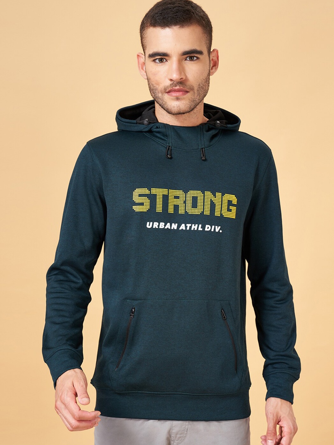 

Urban Ranger by pantaloons Typography Printed Hooded Pullover Sweatshirt, Green
