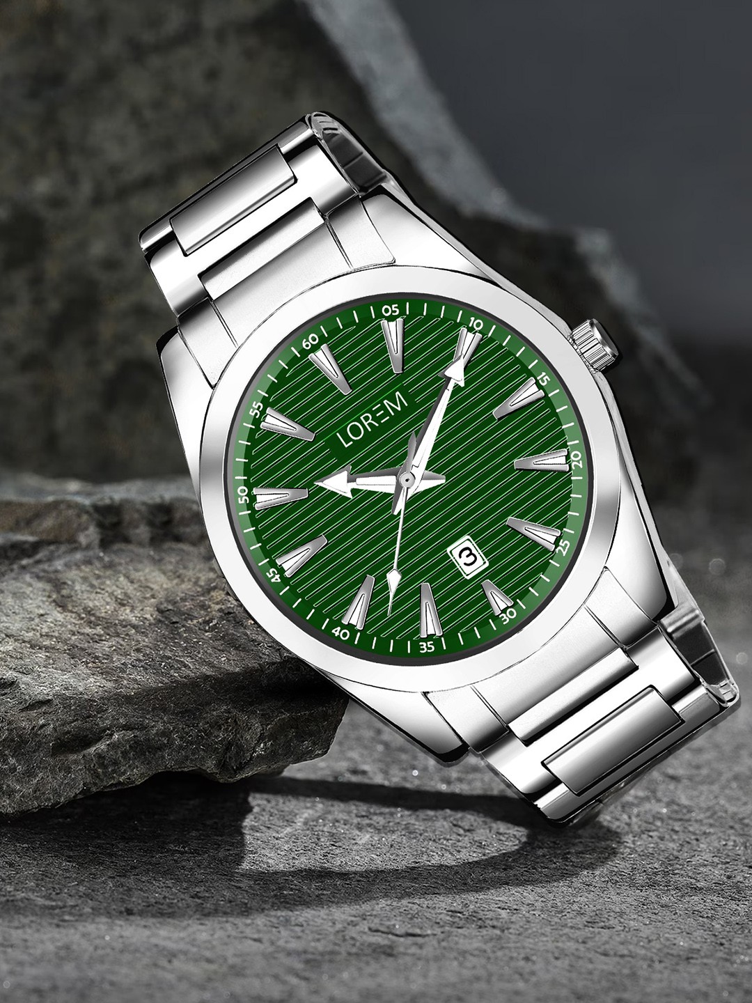 

LOREM Men Stainless Steel Bracelet Style Straps Analogue and Digital Watch LR150-CM, Green