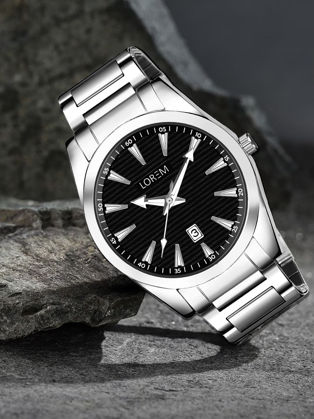 

LOREM Men Stainless Steel Bracelet Style Straps Analogue And Digital Watch, Black