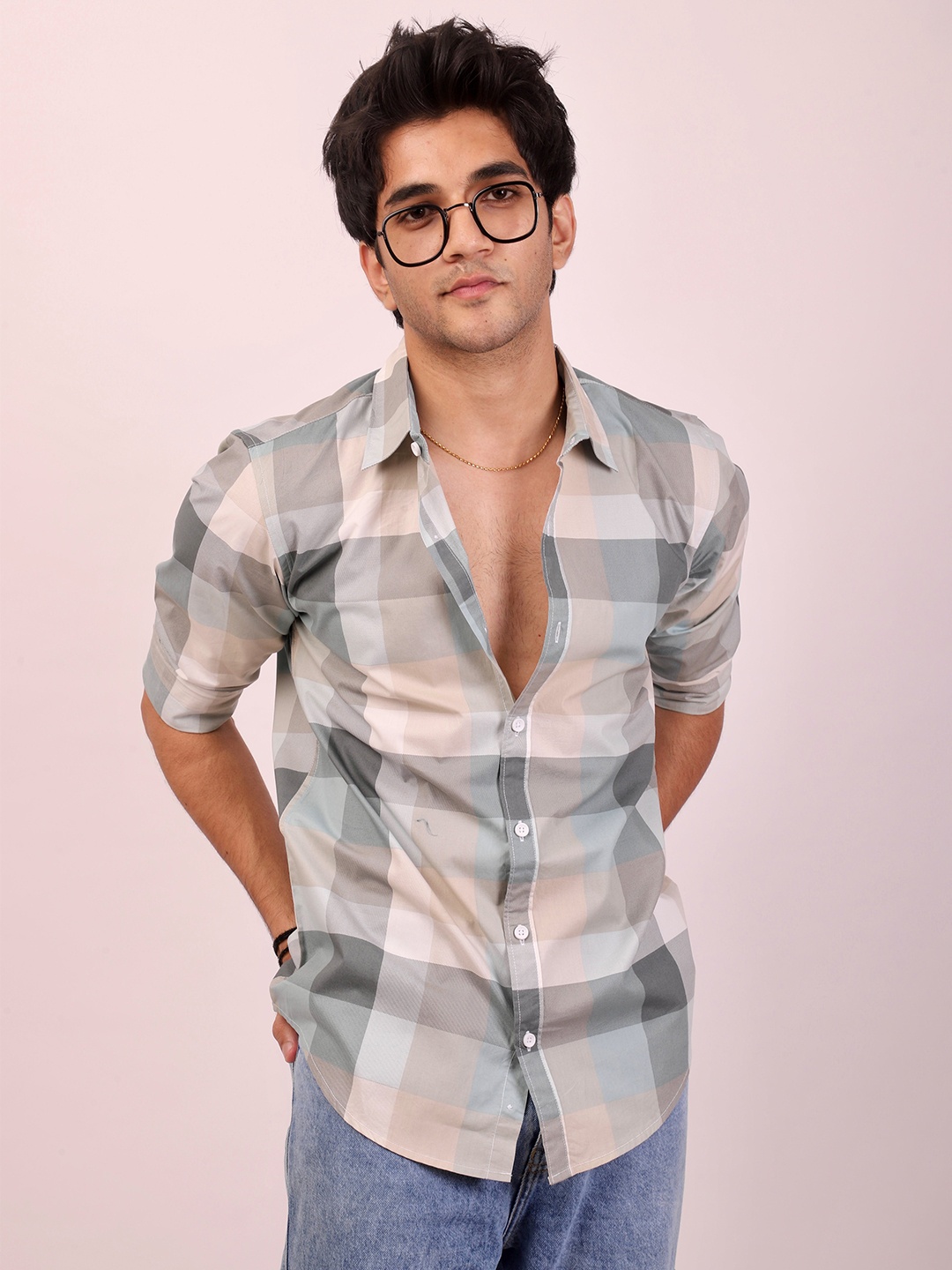 

DEZANO Opaque Checked Casual Shirt, Blue