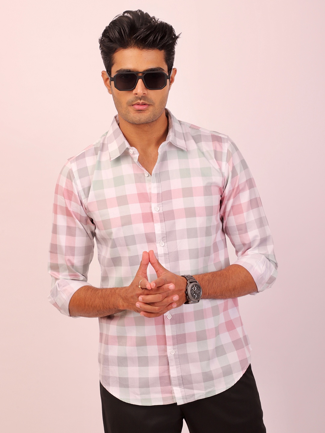 

DEZANO Buffalo Checked Casual Shirt, Pink