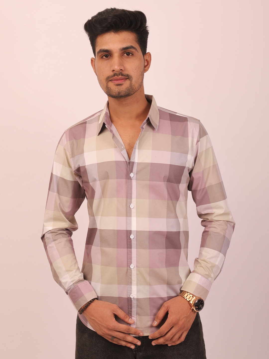 

DEZANO Buffalo Checked Casual Shirt, Purple