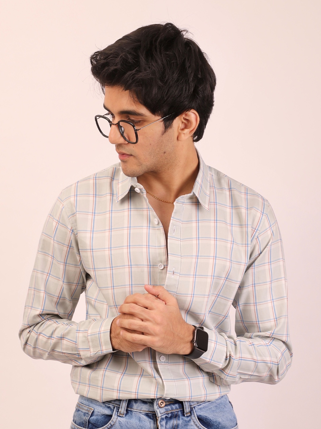 

DEZANO Tartan Checked Casual Shirt, Beige