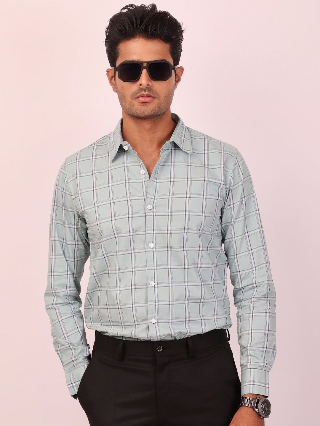 

DEZANO Opaque Checked Casual Shirt, Blue