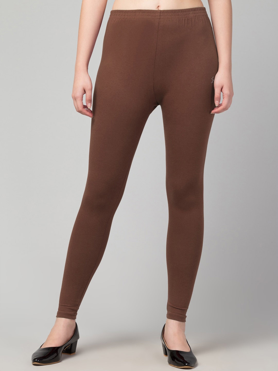

Trend Level Ankle-Length Cotton Leggings, Brown