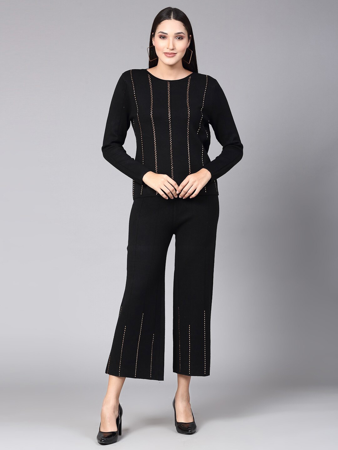 

Mafadeny Embellished Sweatshirt & Trousers Co-ords Set, Black