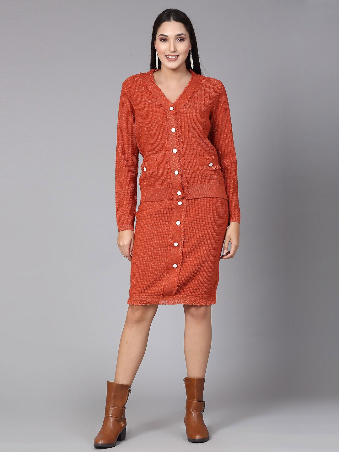 

Mafadeny Winter Wear Stylish Co-Ords Set, Rust