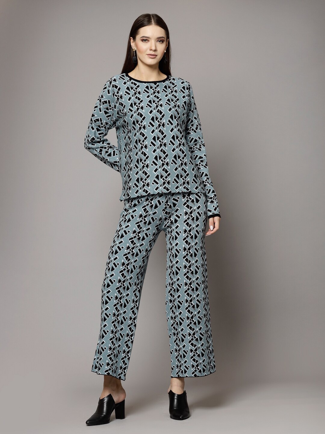 

Mafadeny Printed Winter Wear Co-Ords Set, Blue