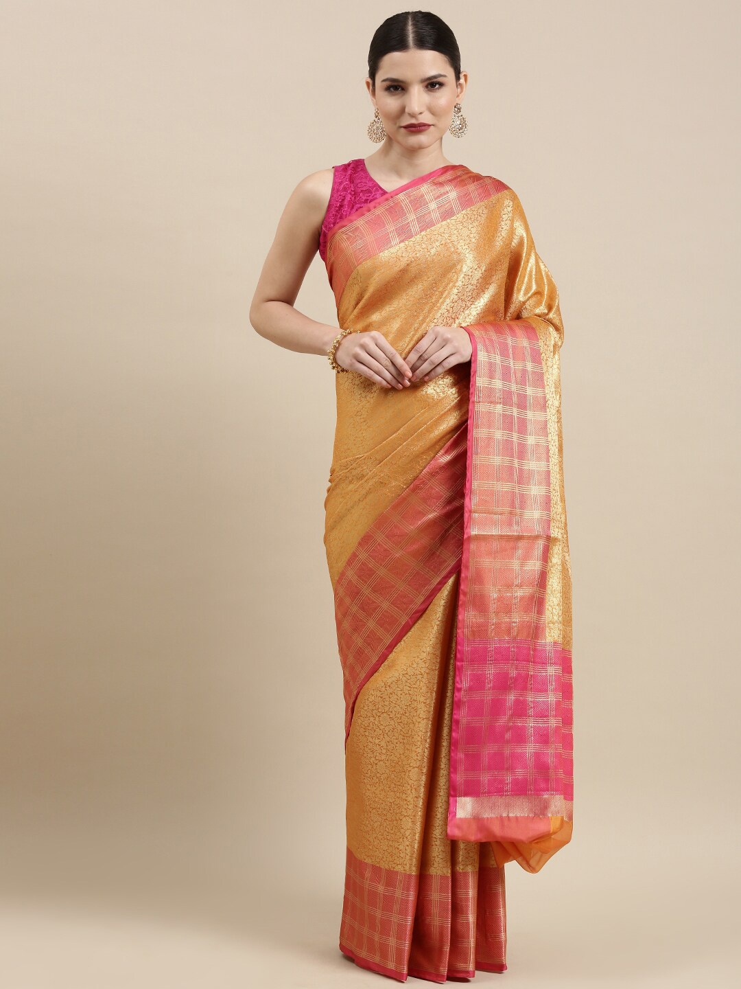 

Humairah Floral Woven Design Zari Banarasi Saree, Yellow