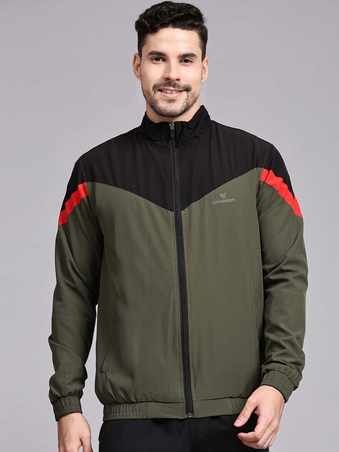 

Dpassion Colourblocked Lightweight Longline Sporty Jacket, Olive