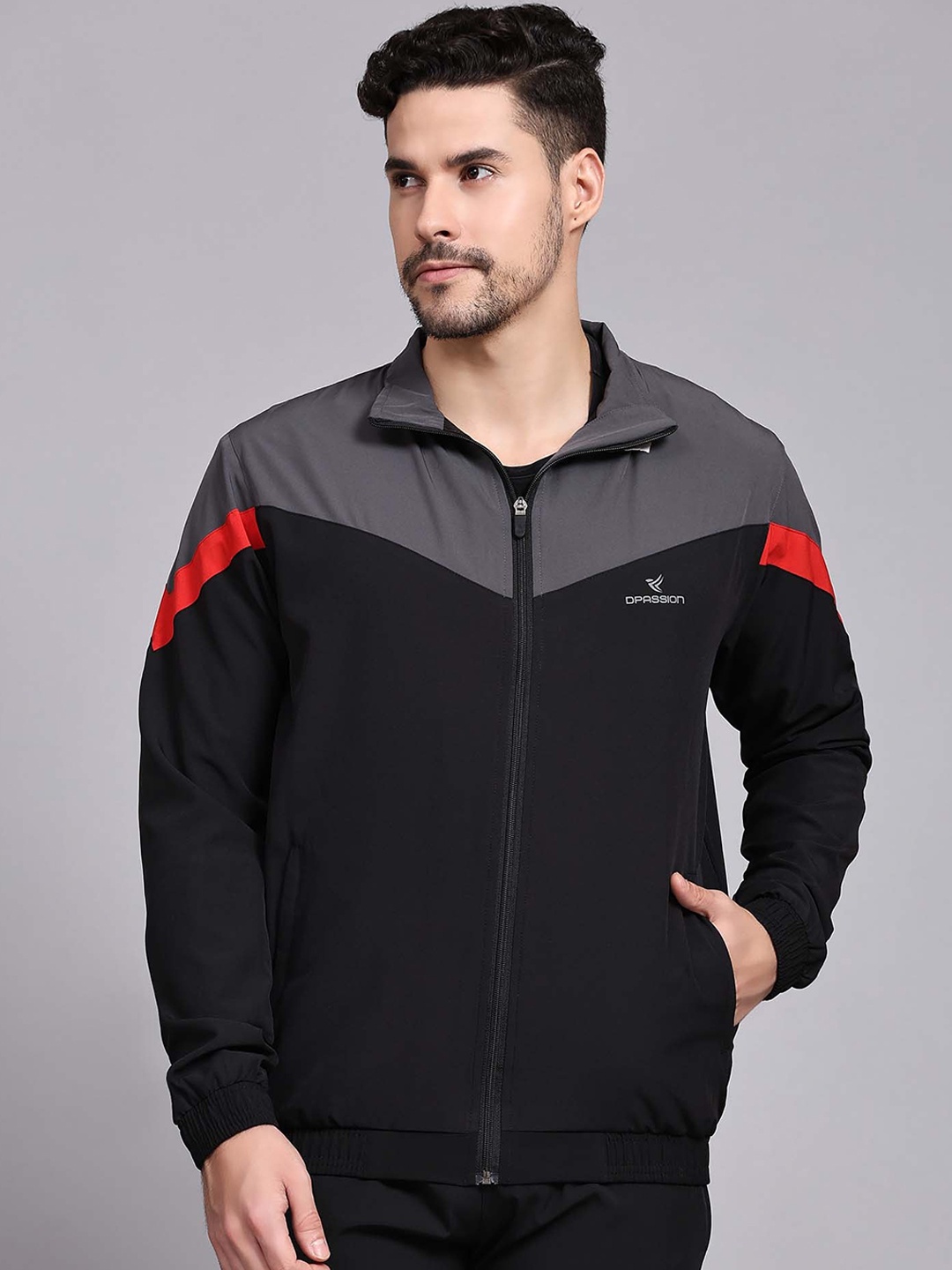 

Dpassion Colourblocked Lightweight Longline Sporty Jacket, Black