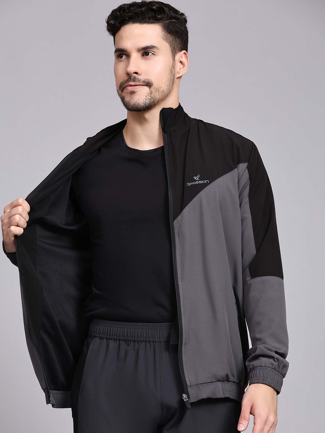 

Dpassion Colourblocked Lightweight Sporty Jacket, Grey