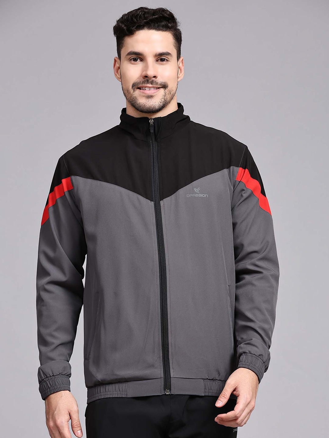 

Dpassion Colourblocked Lightweight Sporty Jacket, Grey