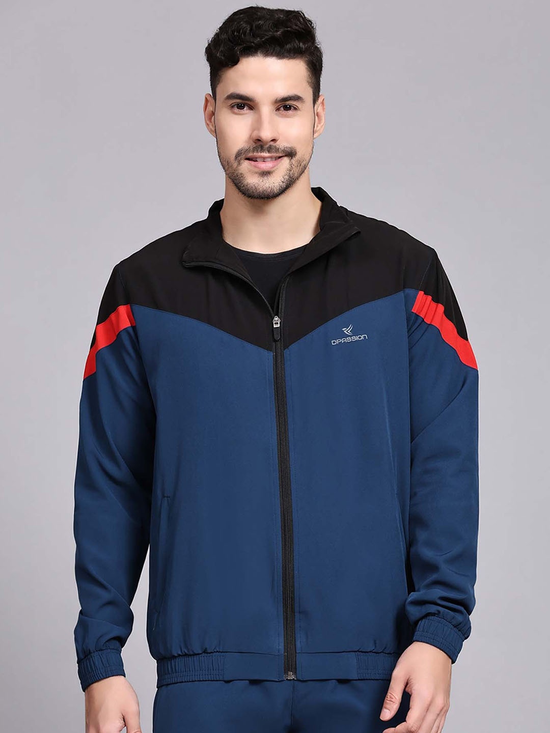 

Dpassion Colourblocked Lightweight Sporty Jacket, Blue