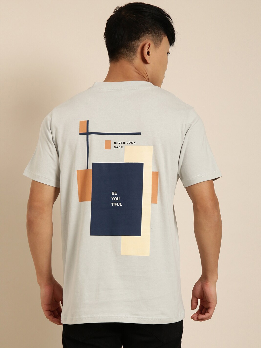 

Joven Typography Printed Cotton Oversized T-shirt, Grey
