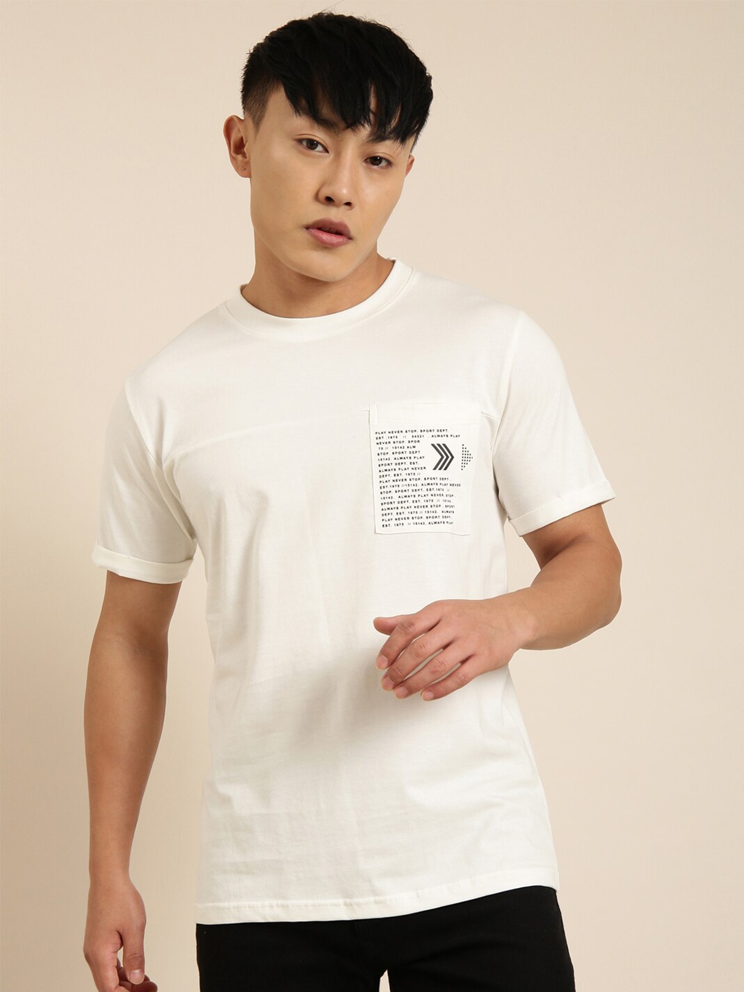 

Joven Typography Printed Pure Cotton T-shirt, Off white