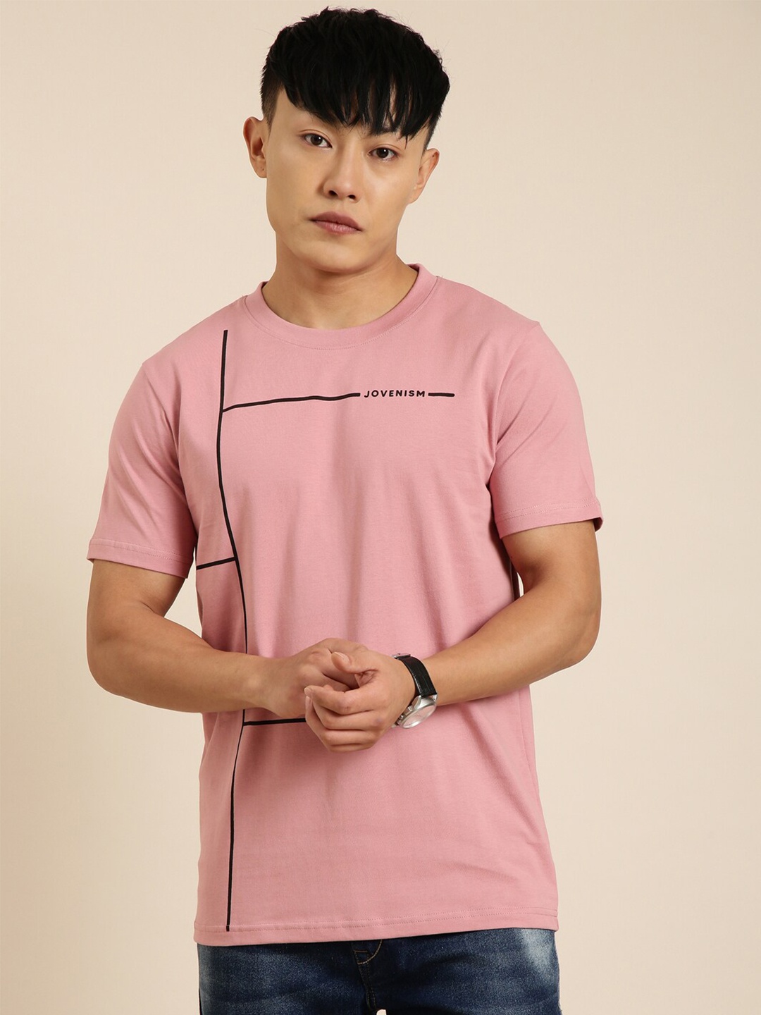 

Joven Round Neck Pure Cotton T-Shirt, Pink