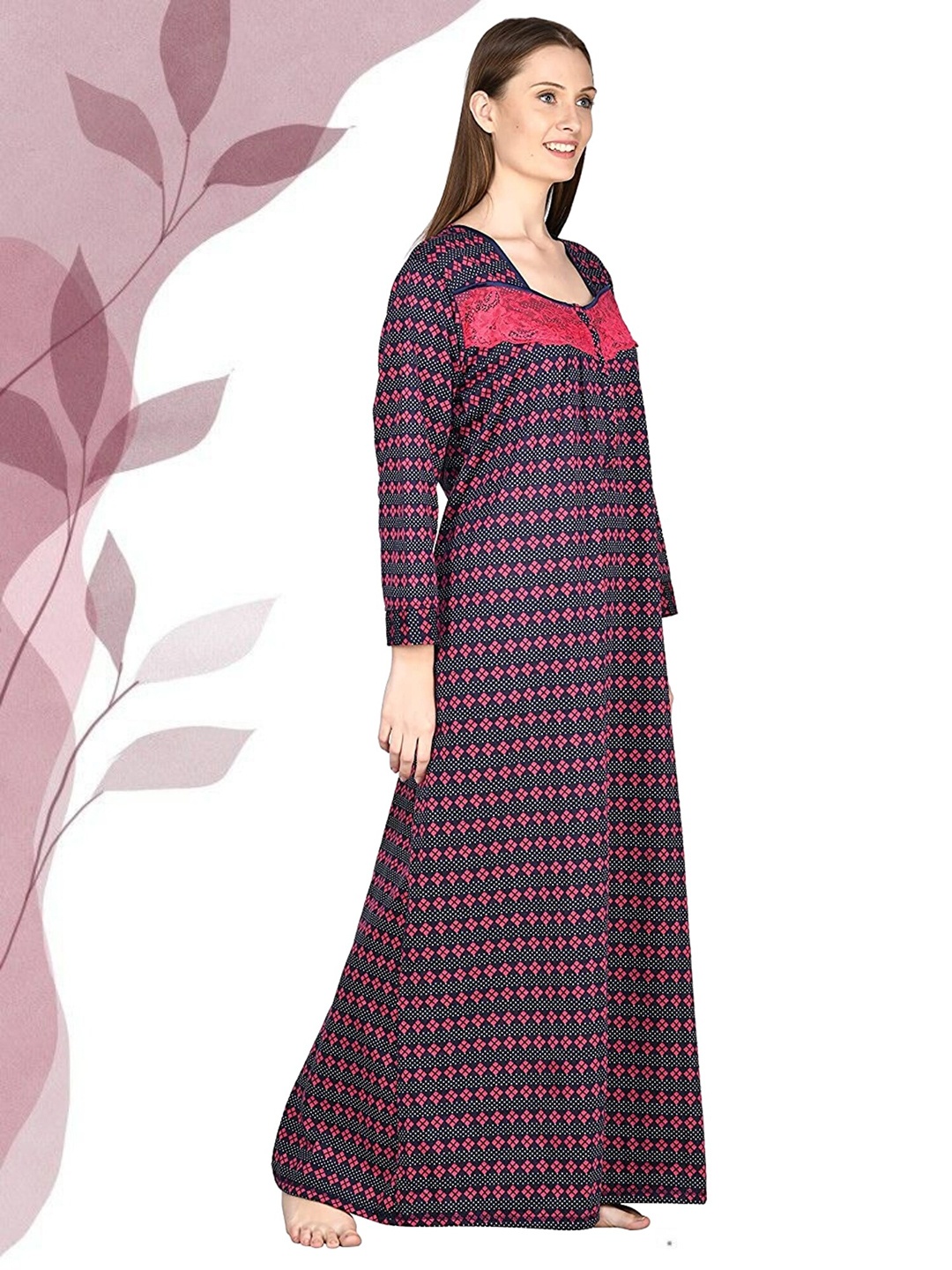 

Noty Geometric Printed Maxi Nightdress, Red