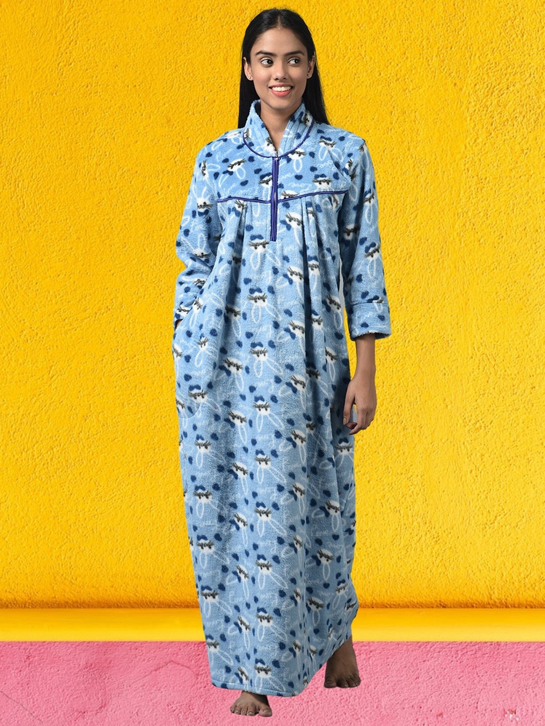 

Noty Printed Maxi Nightdress, Blue