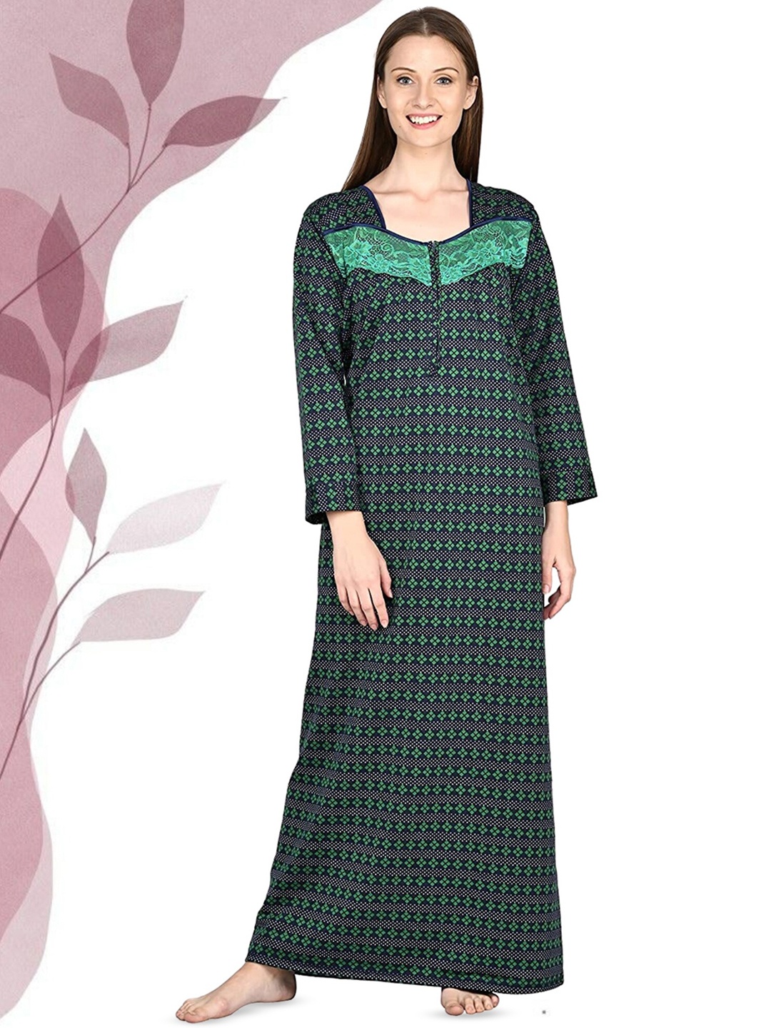 

Noty Printed Maxi Nightdress, Green
