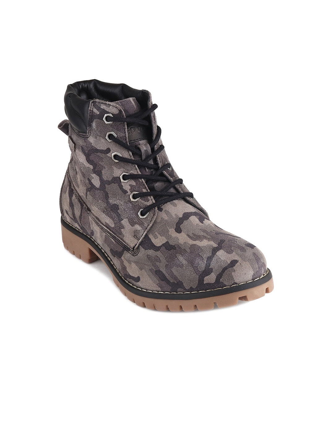 

Red Chief Men Camouflage Printed Leather Mid-Top Regular Boots, Grey