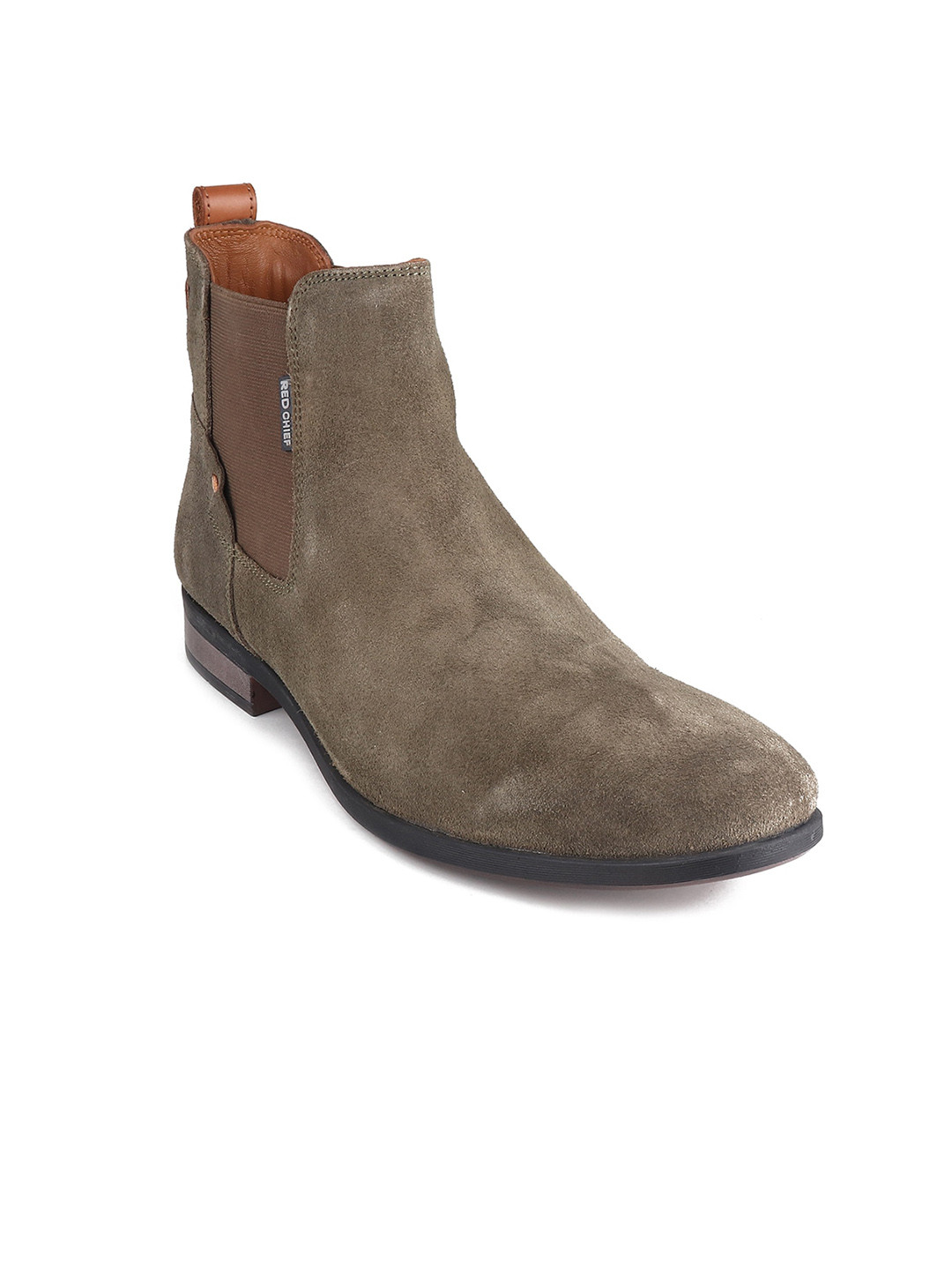 

Red Chief Men Mid Top Leather Chelsea Boots, Olive
