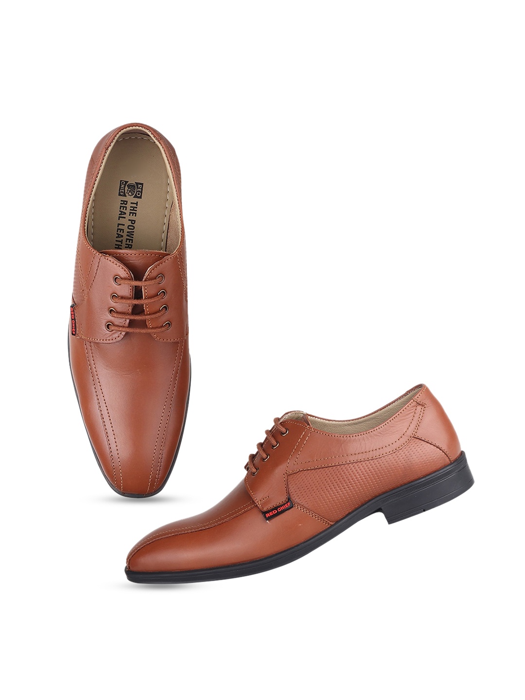 

Red Chief Men Textured Leather Formal Derbys, Tan