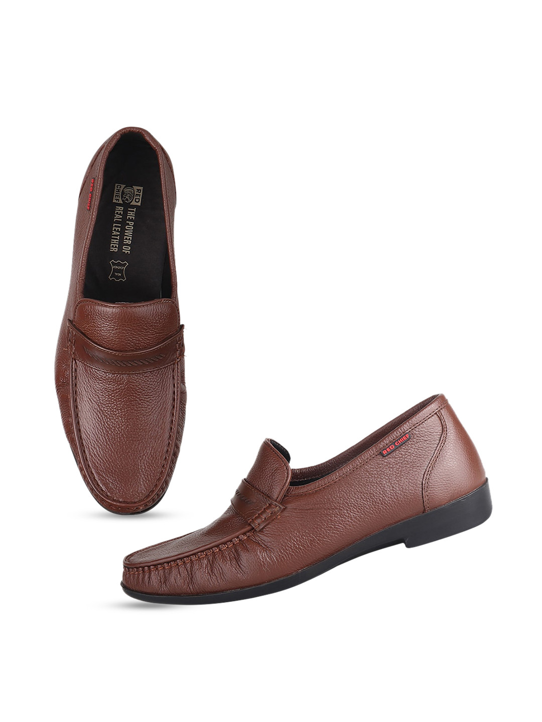 

Red Chief Men Textured Leather Formal Penny Loafers, Brown