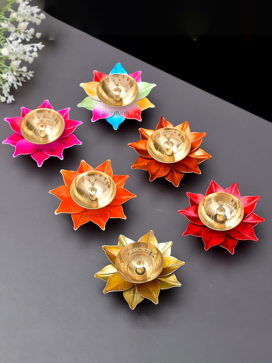 

Ascension Gold-Toned Set of 6 Lotus Diya