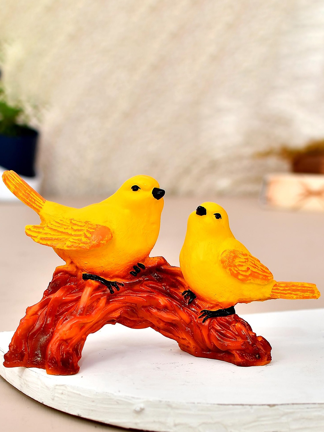 

Ascension Yellow & Brown Textured Pair of Birds Sitting On Tree Branch Figurine Showpiece