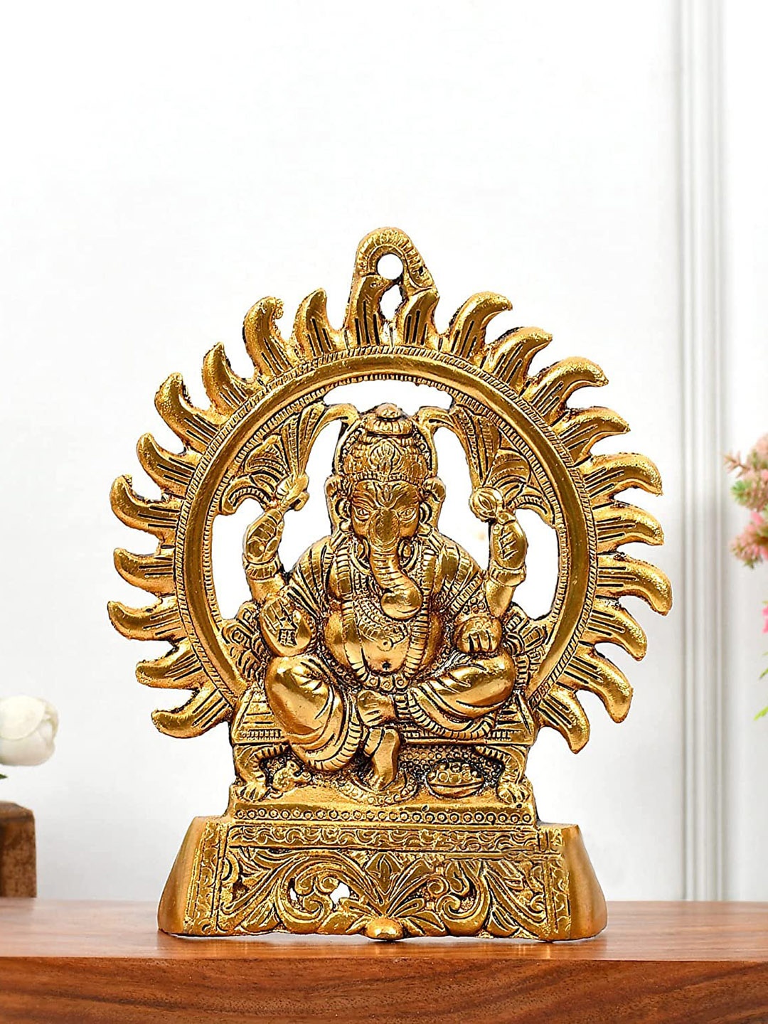 

Ascension Yellow Textured Ganesh Idol Figurine Showpiece, Brown