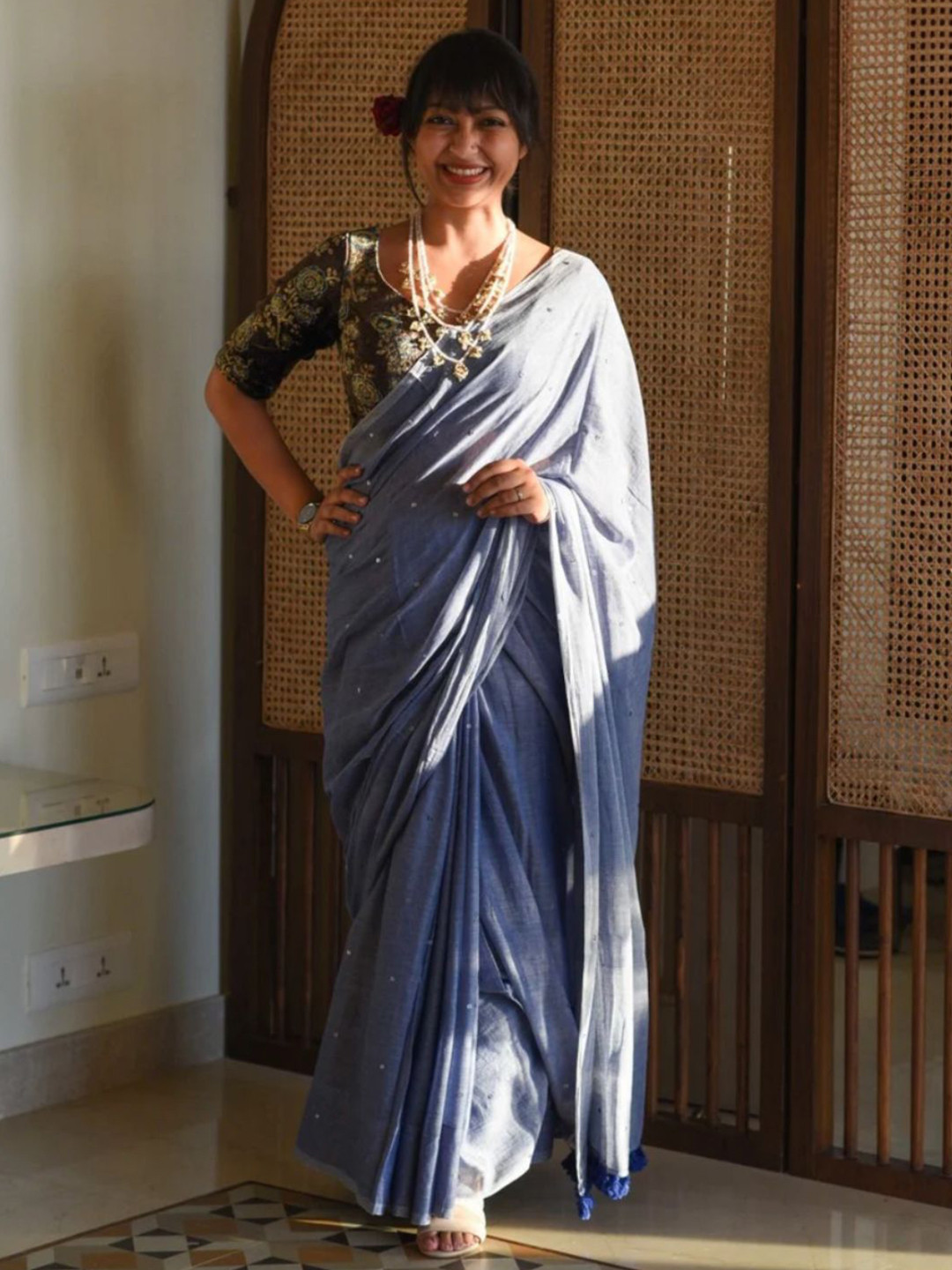 

Suta Blue Pure Cotton Saree