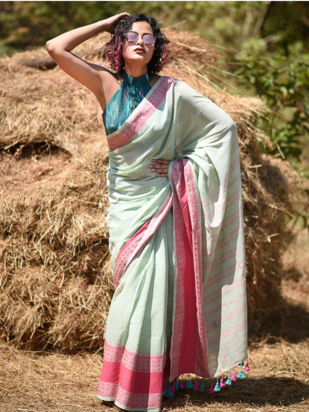 

Suta Green & Pink Pure Cotton Saree