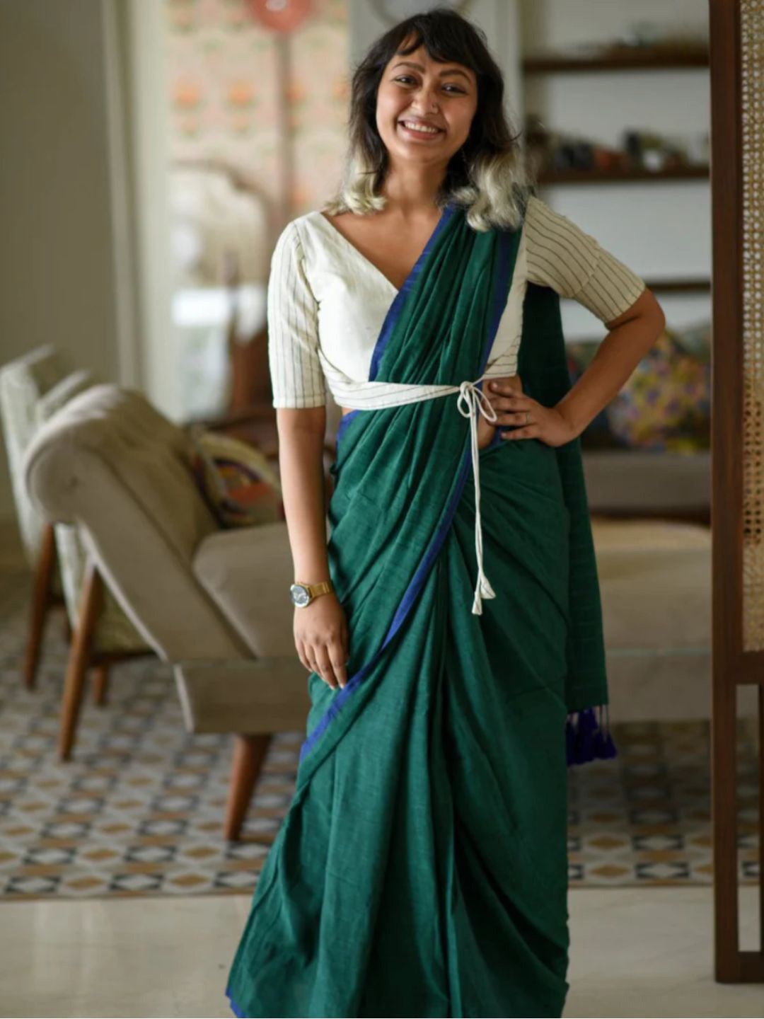 

Suta Cotton Blend Saree, Green