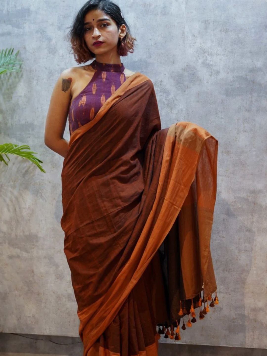 

Suta Pure Cotton Saree, Brown