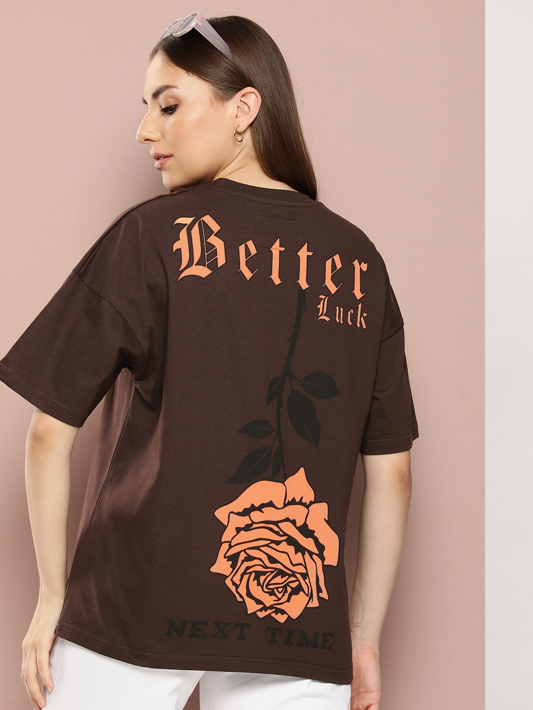 Stormborn Printed Oversized Drop-Shoulder T-shirt, Brown