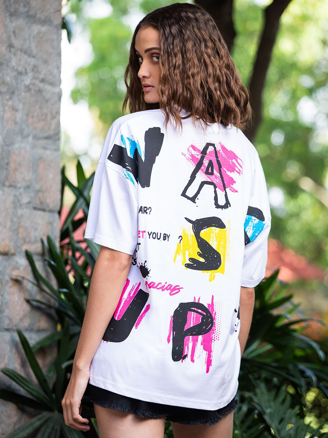 

Stormborn Graphic Printed Oversized Drop-Shoulder T-shirt, White