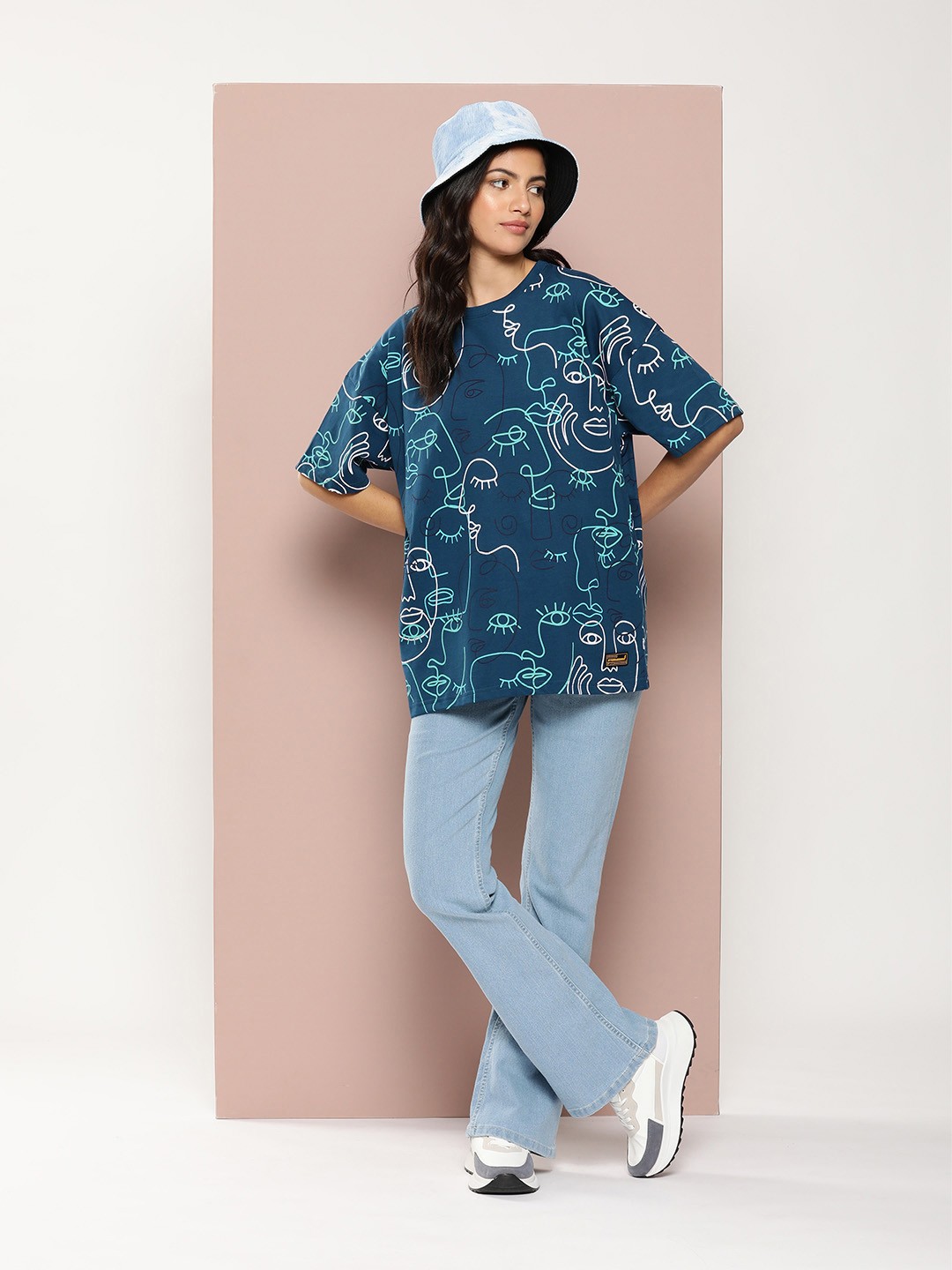 

Stormborn Oversized Drop-Shoulder Printed T-shirt, Blue