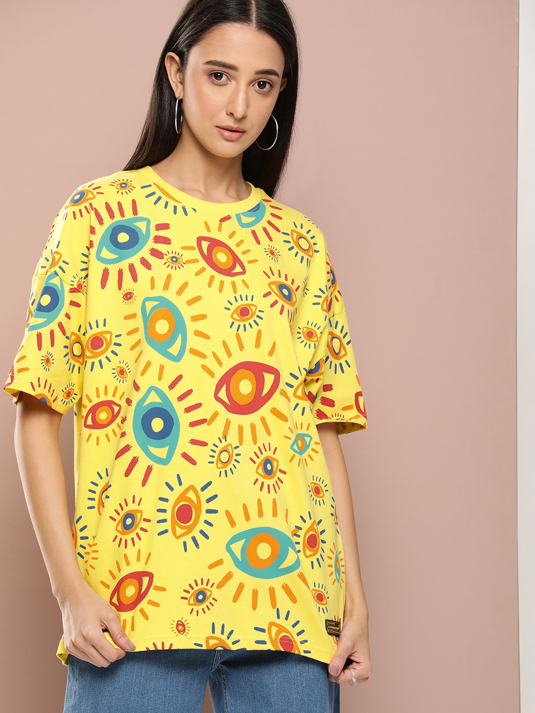 

Stormborn Printed Oversized Drop-Shoulder T-shirt, Yellow