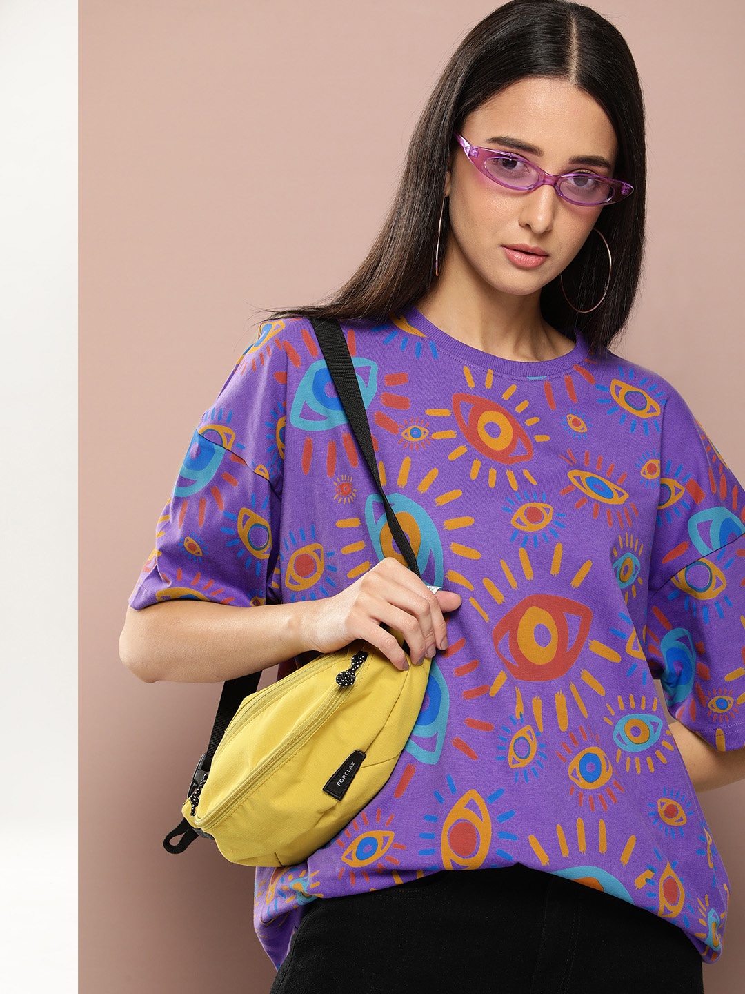 

Stormborn Graphic Printed Drop Shoulder Oversized Pure Cotton T-shirt, Violet