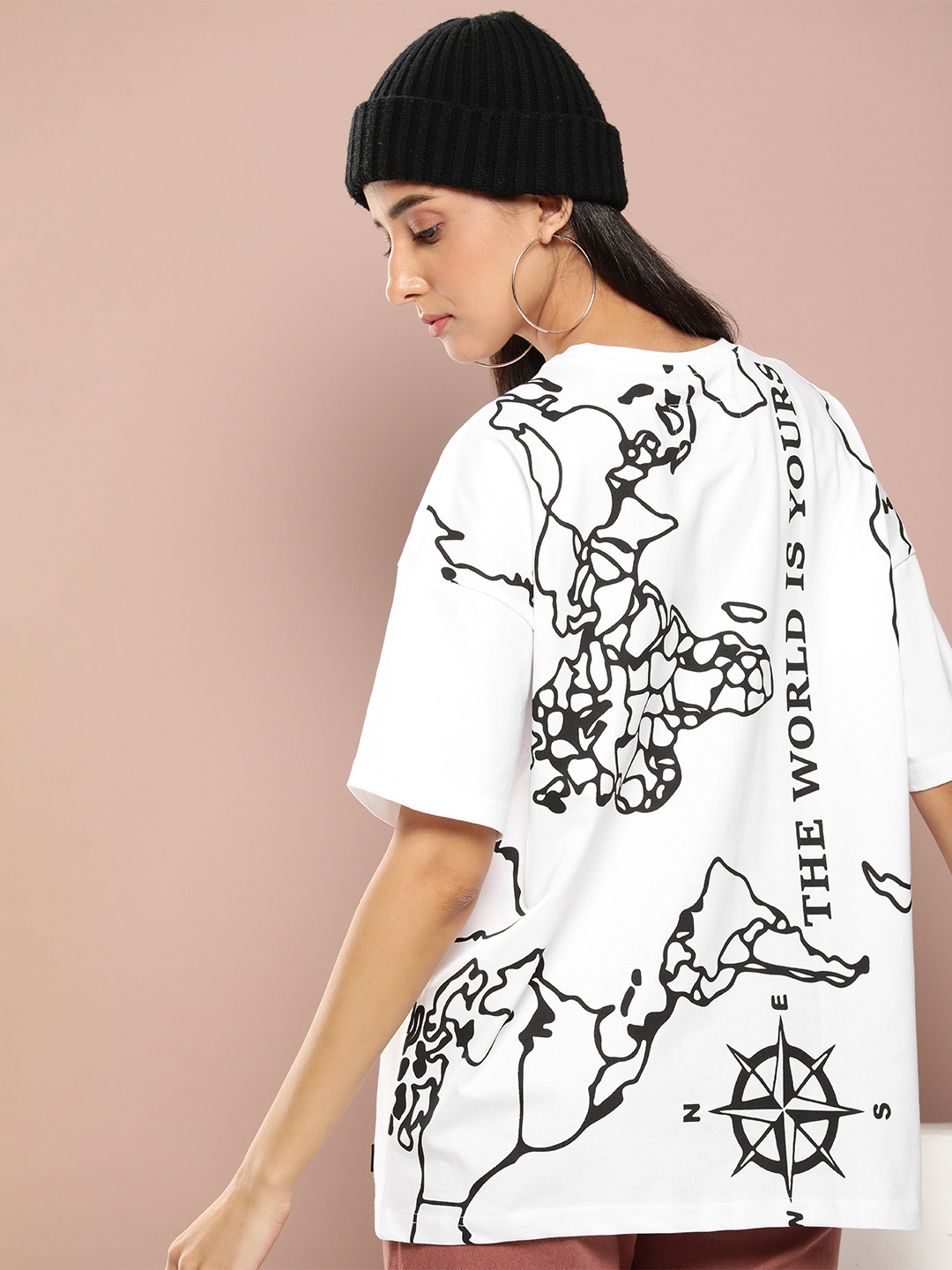 

Stormborn Graphic Printed Drop Shoulder Oversized Pure Cotton T-shirt, White