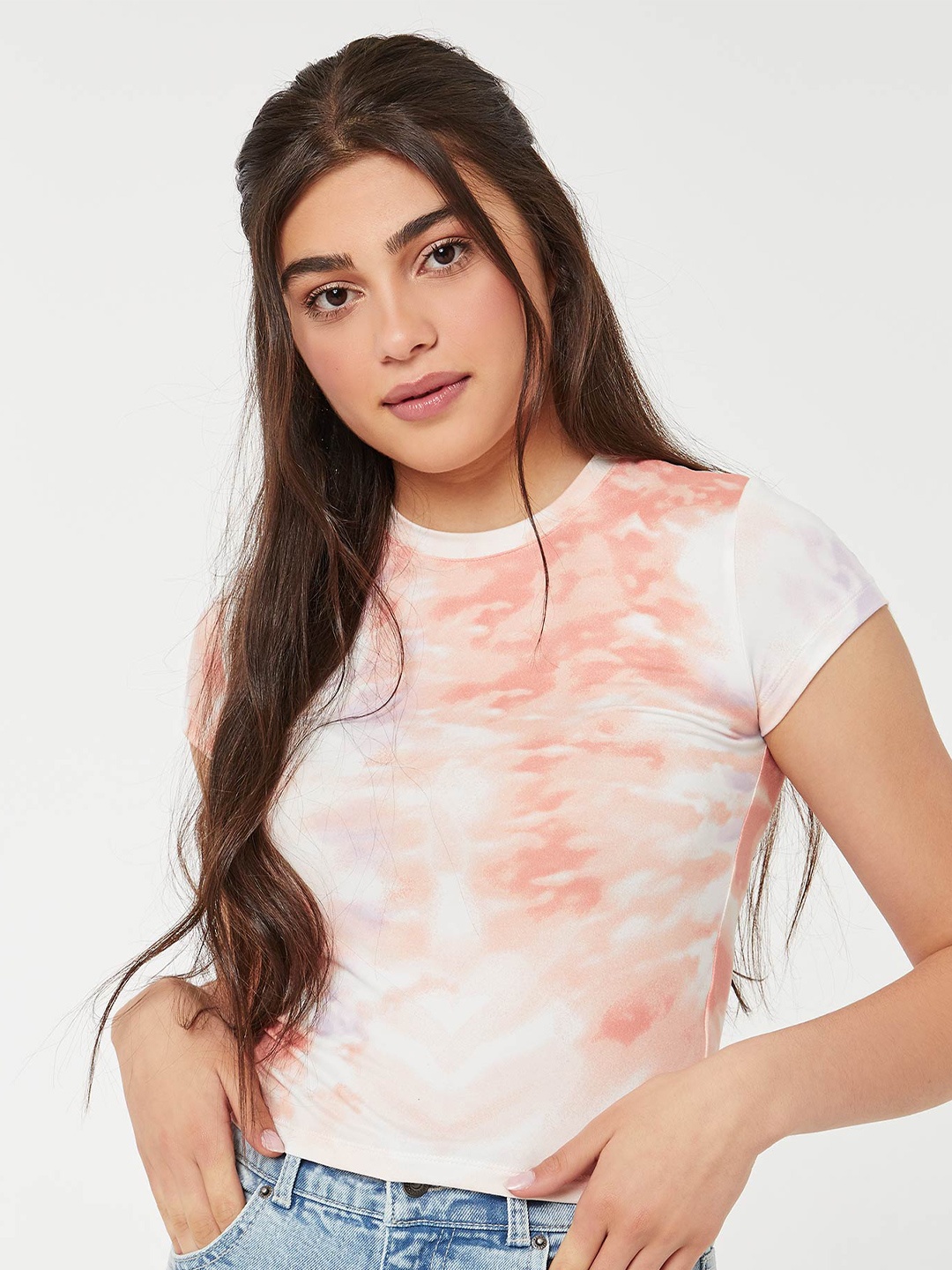 

Ardene Tie and Dye Round Neck Top, White