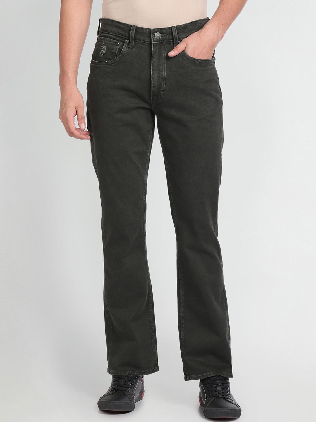 

U.S. Polo Assn. Denim Co. Men Bootcut Cleen Look Stretchable Jeans, Olive