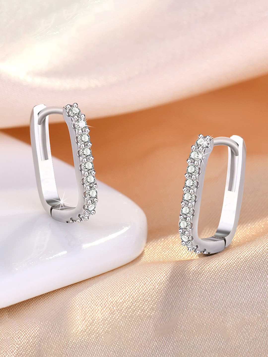

Jewels Galaxy Contemporary Hoop Earrings, Silver