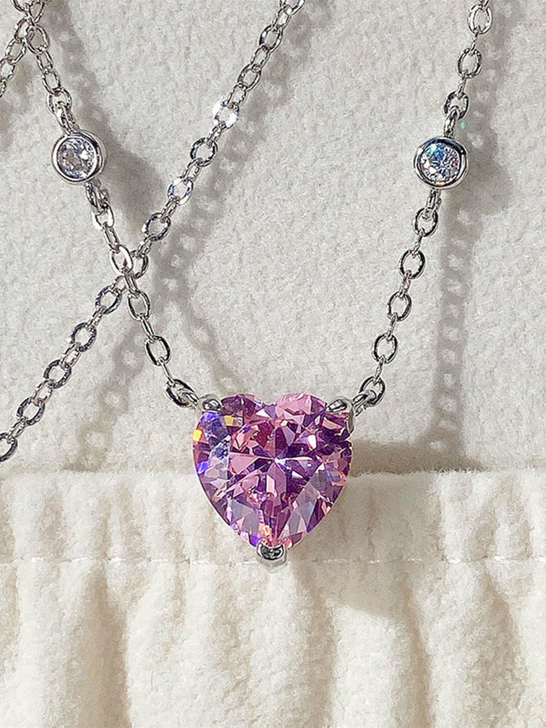 

Jewels Galaxy Silver-Plated Cubic Zirconia-Studded Pendant With Chain